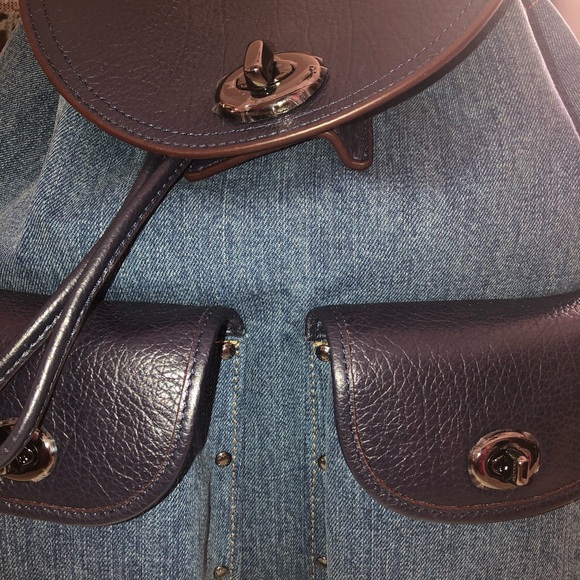 🌺BRAND NEW🌺 Coach Denim & Leather Back Pack - Picture 3 of 10